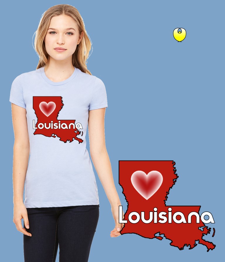 Louisiana Heart Vermilion State - Bella 6004 Ladies Tee Baby Blue